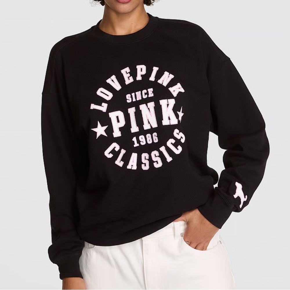 PINK Victoria's Secret Ivy Fleece Oversized Crew Sweatshirt